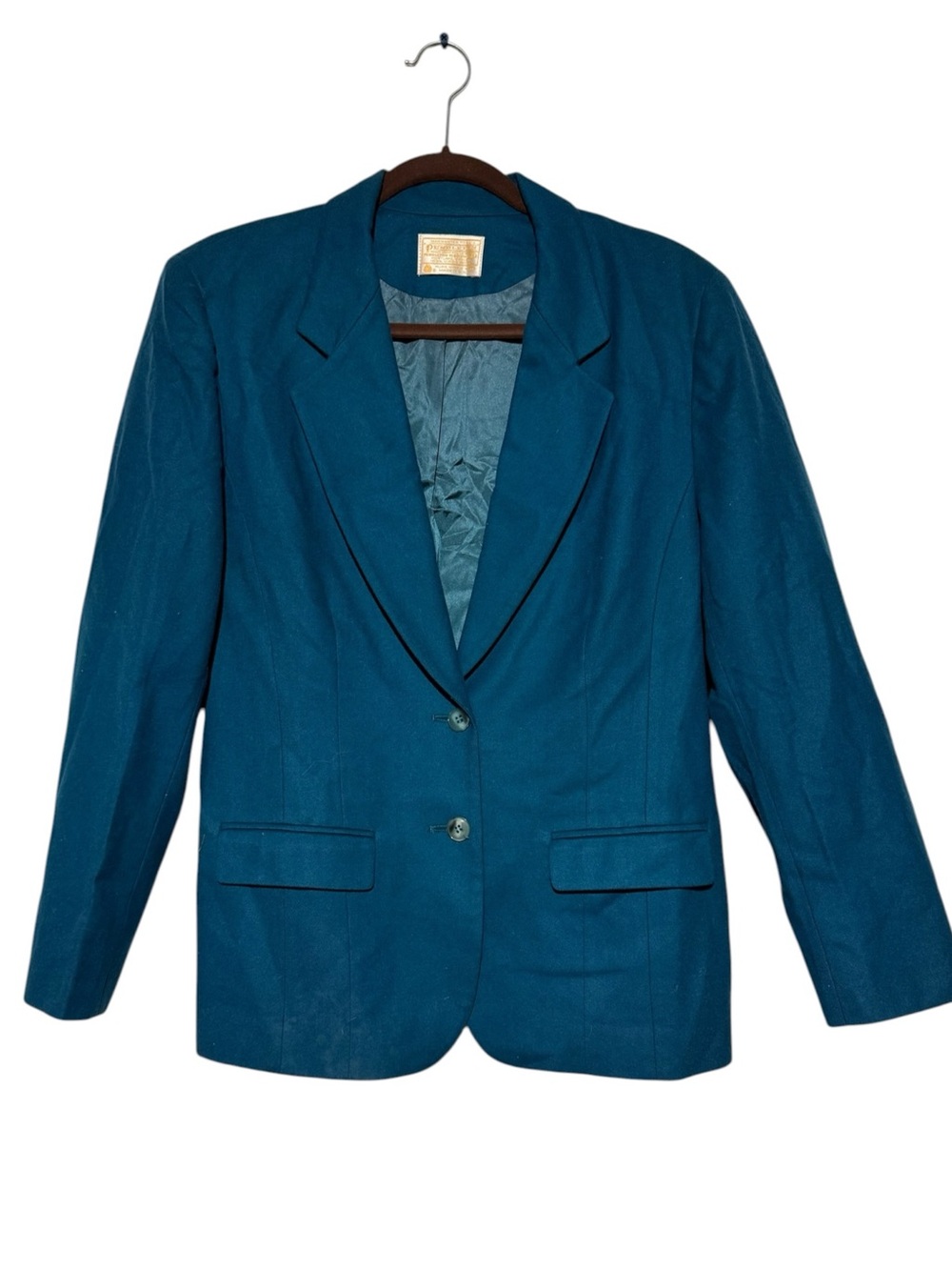 Pendleton Vintage Wool Blazer Size Large Teal Peacock Blue Fall Quiet Luxury